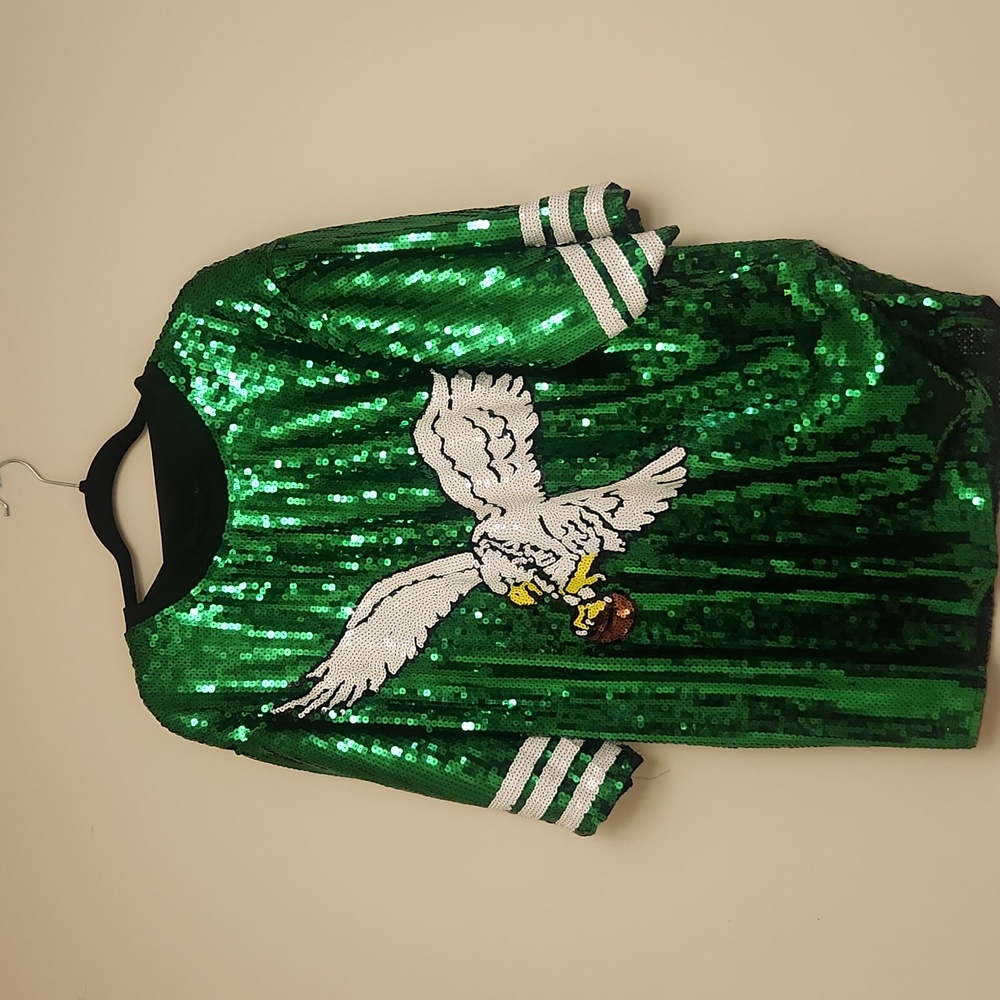 Green Sequin Eagle Football Jersey One Size fits MOST